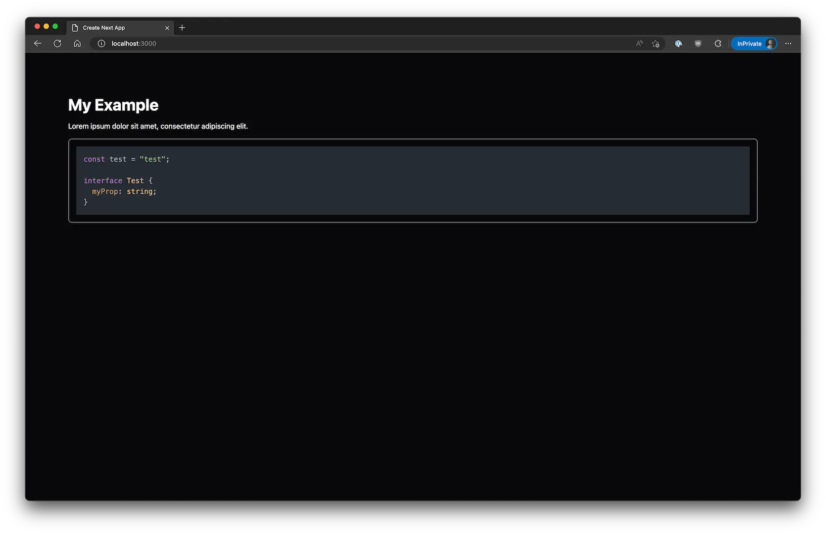A screenshot showing that the rendered code block is now highlighted as if it were displayed in a code editor